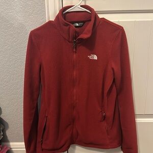Red North Face Women’s Fleece Zip Up Jacket, Size Medium